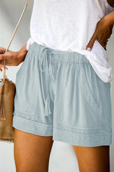 Women Drawstring Shorts Summer Elastic Waist Casual Lightweight with Pockets