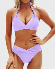 Women Two Piece Bathing Suits Push Up Bikini Set Halter Swimsuit Vintage Swimwear