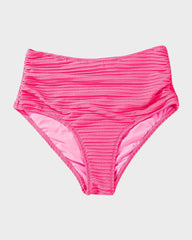 Women Textured Knot Front High Waisted Bikini Set