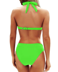 Women Two Piece Bathing Suits Push Up Bikini Set Halter Swimsuit Vintage Swimwear