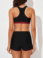 Women Athletic 3 Piece Tankini Swimsuits with Shorts Swim Tank Tops