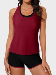 Women Athletic 3 Piece Tankini Swimsuits with Shorts Swim Tank Tops