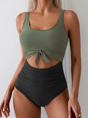 Women One Piece Swimsuit Tummy Control Slimming Bathing Suit Cutout Tie Knot Swimwear