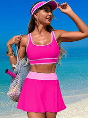 Women High Waisted Bikini Sets Swim Skirt Two Piece Swim Suit