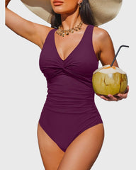 Women Tummy Control One Piece Swimsuit - Push Up Bathing Suit Full Coverage Slimming Swimwear