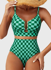 Women 2026 Summer Two Piece Bikini Set U-Wire Cutout High Waisted Swimsuit