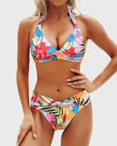 Women Two Piece Bathing Suits Push Up Bikini Set Halter Swimsuit Vintage Swimwear