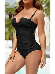 Women Push Up Wrap Front Swimsuit One Piece Tummy Control Bathing Suits Bandeau Support Slimming Swimwear