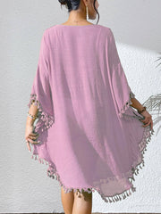 Women Swimsuit Coverup Crochet Chiffon Tassel Cover Ups Dress Summer Swimwear Beach Lace Pullover Bathing Suit