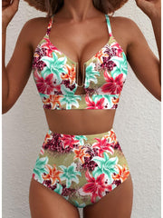 Women 2026 Summer Two Piece Bikini Set U-Wire Cutout High Waisted Swimsuit