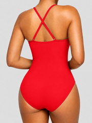 Women Swimsuits Tummy Control Bathing Suit Slimming One Piece U-Ring Shapewear Swimwear
