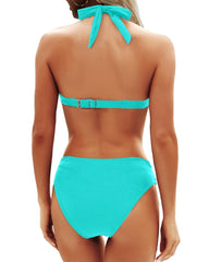 Women Two Piece Bathing Suits Push Up Bikini Set Halter Swimsuit Vintage Swimwear