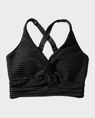 Women Textured Knot Front High Waisted Bikini Set