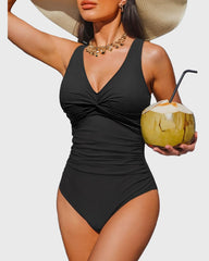 Women Tummy Control One Piece Swimsuit - Push Up Bathing Suit Full Coverage Slimming Swimwear