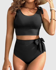 Women Two Piece High Waisted Swimsuits Women Tummy Control Bikini Modest Bathing Suit