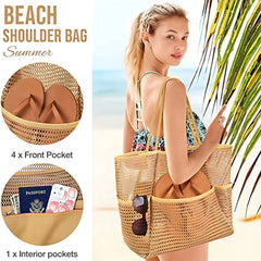 Women Swimming Beach Bag Portable One Shoulder Storage Bag Crossbody Bag Versatile Mesh Bag