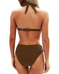 Women Two Piece Bathing Suits Push Up Bikini Set Halter Swimsuit Vintage Swimwear