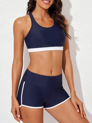 Women Athletic 3 Piece Tankini Swimsuits with Shorts Swim Tank Tops