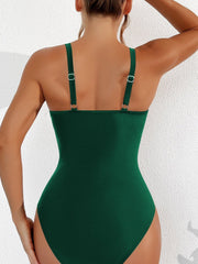 Women Plus Size One Piece Swimsuit V Neck Mesh Sheer Tummy Control Bathing Suit
