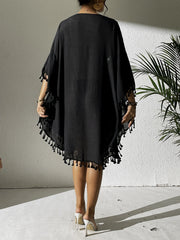 Women Swimsuit Coverup Crochet Chiffon Tassel Cover Ups Dress Summer Swimwear Beach Lace Pullover Bathing Suit