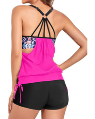 Women Tankini Swimsuits Two Piece Tummy Control Bathing Suit with Shorts