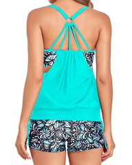 Women Tankini Swimsuits Two Piece Tummy Control Bathing Suit with Shorts