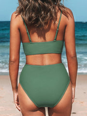 Women Bikini Sets High Waisted V Neck Twist Two Piece Swimsuit