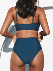 Women Bikini Sets High Waisted V Neck Twist Two Piece Swimsuit