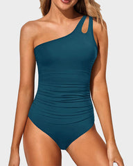 Women One Shoulder One Piece Swimsuit Tummy Control Bathing Suits
