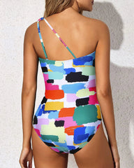 Women One Shoulder One Piece Swimsuit Tummy Control Bathing Suits