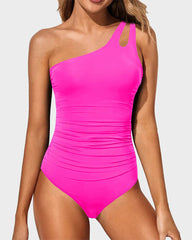 Women One Shoulder One Piece Swimsuit Tummy Control Bathing Suits