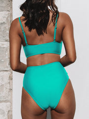 Women Bikini Sets High Waisted V Neck Twist Two Piece Swimsuit