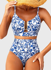 Women 2026 Summer Two Piece Bikini Set U-Wire Cutout High Waisted Swimsuit