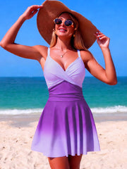 Women One Piece Swimsuit Tummy Control Ruched Deep V Neck Open Back Bathing Suit