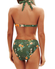 Women Two Piece Bathing Suits Push Up Bikini Set Halter Swimsuit Vintage Swimwear