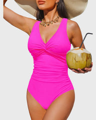 Women Tummy Control One Piece Swimsuit - Push Up Bathing Suit Full Coverage Slimming Swimwear