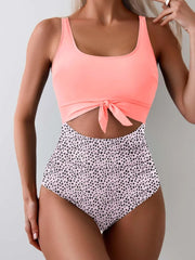 Women One Piece Swimsuit Tummy Control Slimming Bathing Suit Cutout Tie Knot Swimwear