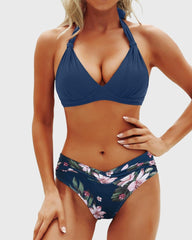 Women Two Piece Bathing Suits Push Up Bikini Set Halter Swimsuit Vintage Swimwear