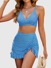 Women High Waisted Bikini Sets Tummy Control Swim Skirt Two Piece Swim Suit
