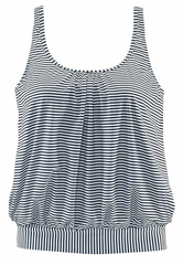 Women Tummy Control Striped Loose Tankini Set
