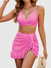Women High Waisted Bikini Sets Tummy Control Swim Skirt Two Piece Swim Suit