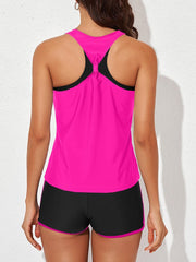 Women Athletic 3 Piece Tankini Swimsuits with Shorts Swim Tank Tops