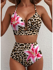 Women 2026 Summer Two Piece Bikini Set U-Wire Cutout High Waisted Swimsuit
