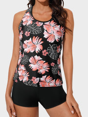 Women Athletic 3 Piece Tankini Swimsuits with Shorts Swim Tank Tops