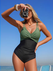 Women One Piece Swimsuit Sexy Twist Front Tummy Control Bathing Suit