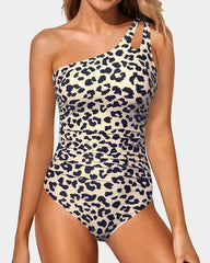Women One Shoulder One Piece Swimsuit Tummy Control Bathing Suits