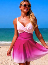 Women One Piece Swimsuit Tummy Control Ruched Deep V Neck Open Back Bathing Suit