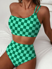 Women High Waisted Bikini Sets One Shoulder Floral Print Swimsuits 2 Piece Tummy Control Bathing Suits