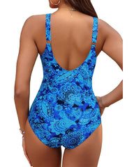 Women Tummy Control One Piece Swimsuit - Push Up Bathing Suit Full Coverage Slimming Swimwear