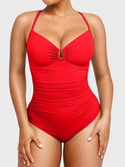 Womens Swimsuits Tummy Control Bathing Suit Slimming One Piece U-Ring Shapewear Swimwear